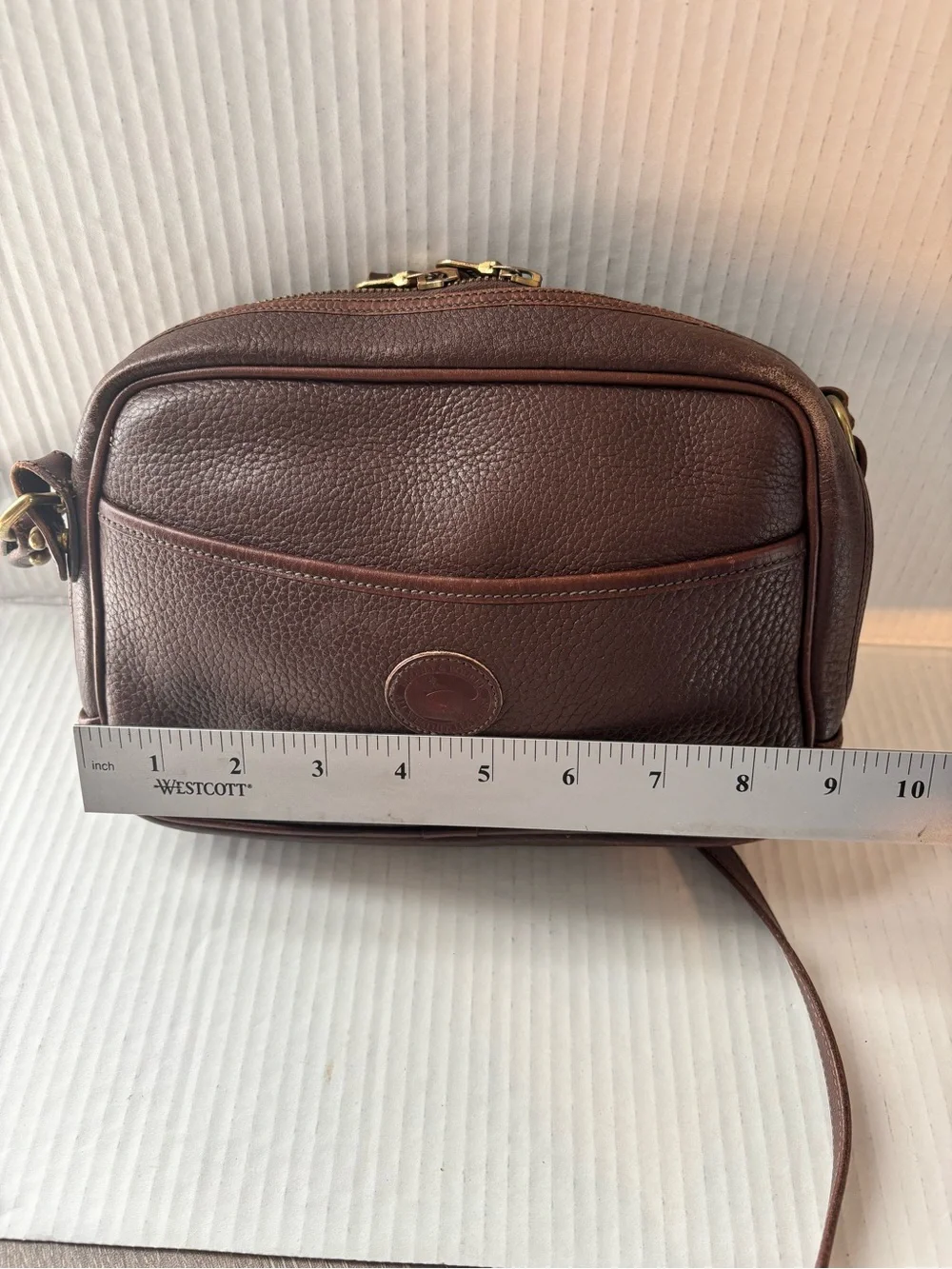 Dooney & Bourke Brown Pebbled Leather Messenger Crossbody